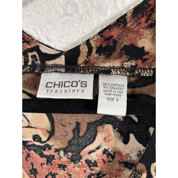 Chicos Lot of 3 Tops Blazer Size 2 Travelers Animal Print Abstract Button Down - Picture 8 of 16